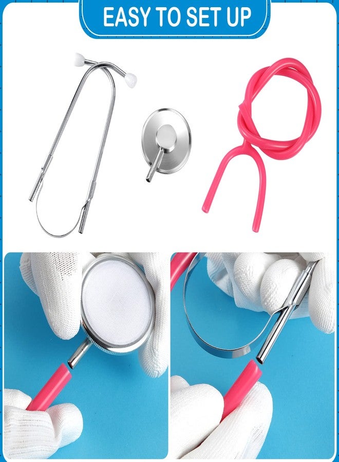 meekoo 2 Pack Kids Stethoscope Toy Real Working Nursing Cosplay Doctors Nurses Stethoscope for Kids Role Play Girls Boys Cosplay Costume Pretend Game Accessories(Pink, Blue) - Image 3